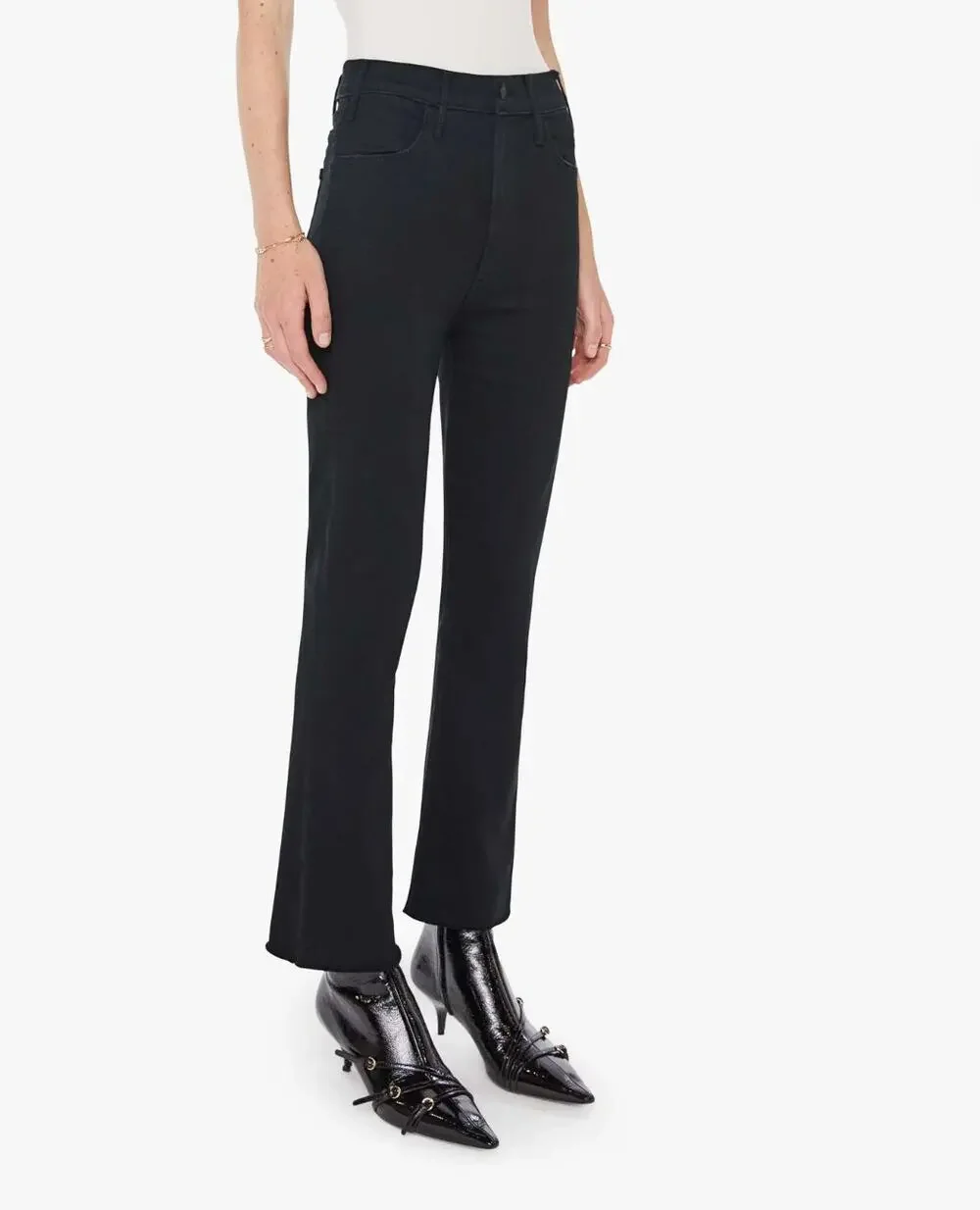 MOTHER DENIM NWT The Hustler Ankle Black Denim Jeans in Not Guilty // 00